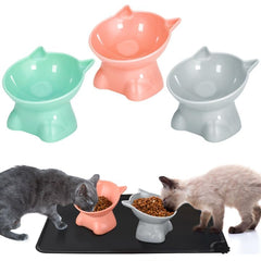 Hoemwarm tazones altos para gato en azul grisáceo, diseño atractivo para la hora de comer