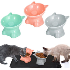 Hoemwarm tazones altos para gato en verde con inclinación de 15°, cómodo para comer