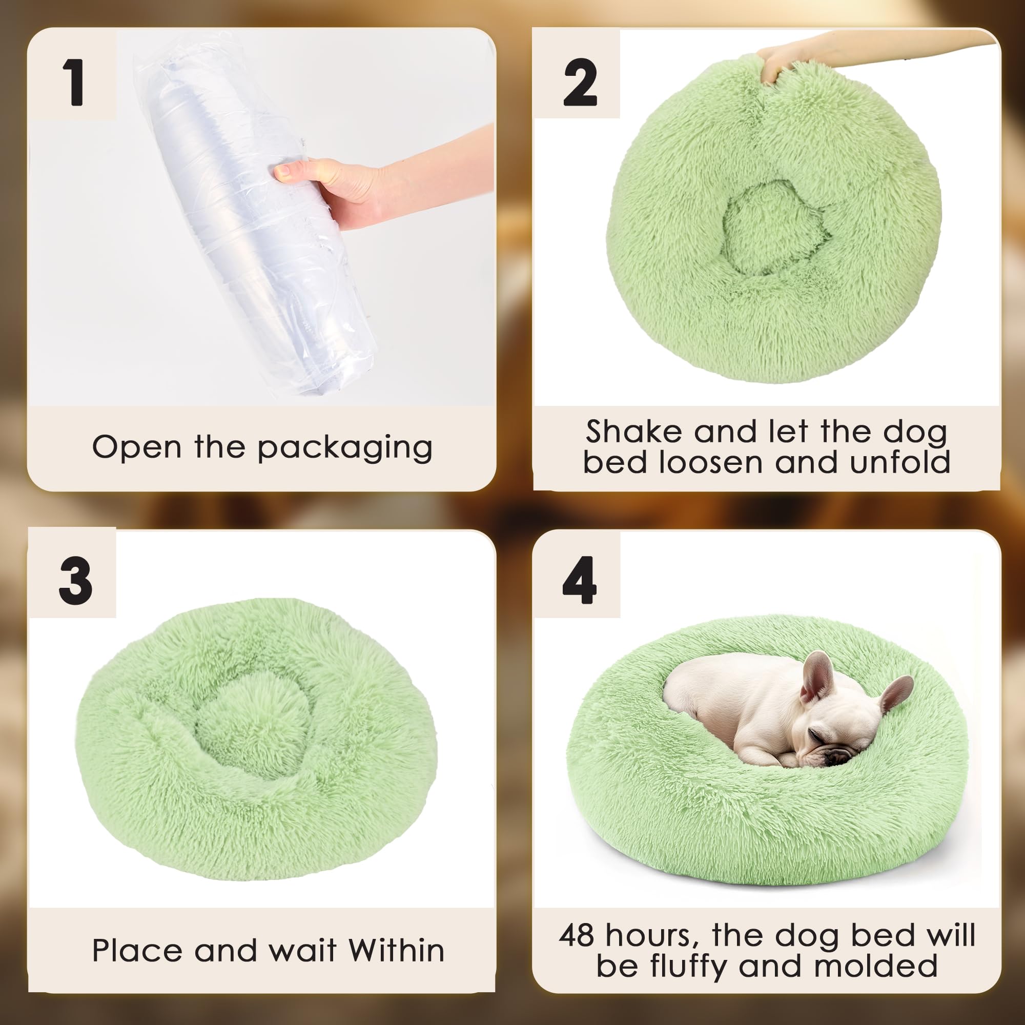 Hoewina cama donut verde, opción de lavado para mantener higiene fácilmente.