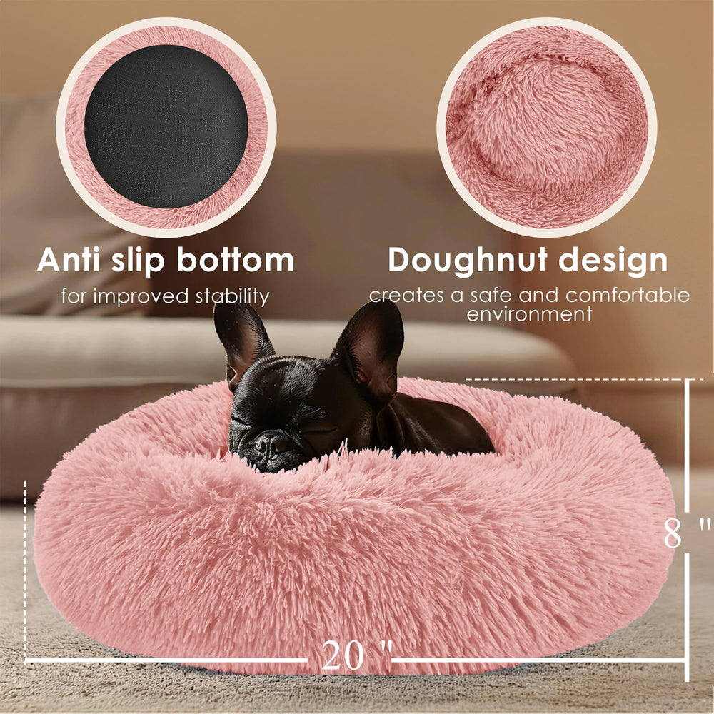 Hoewina Cama Donut Rosa, detalle de costuras, duradera y suave