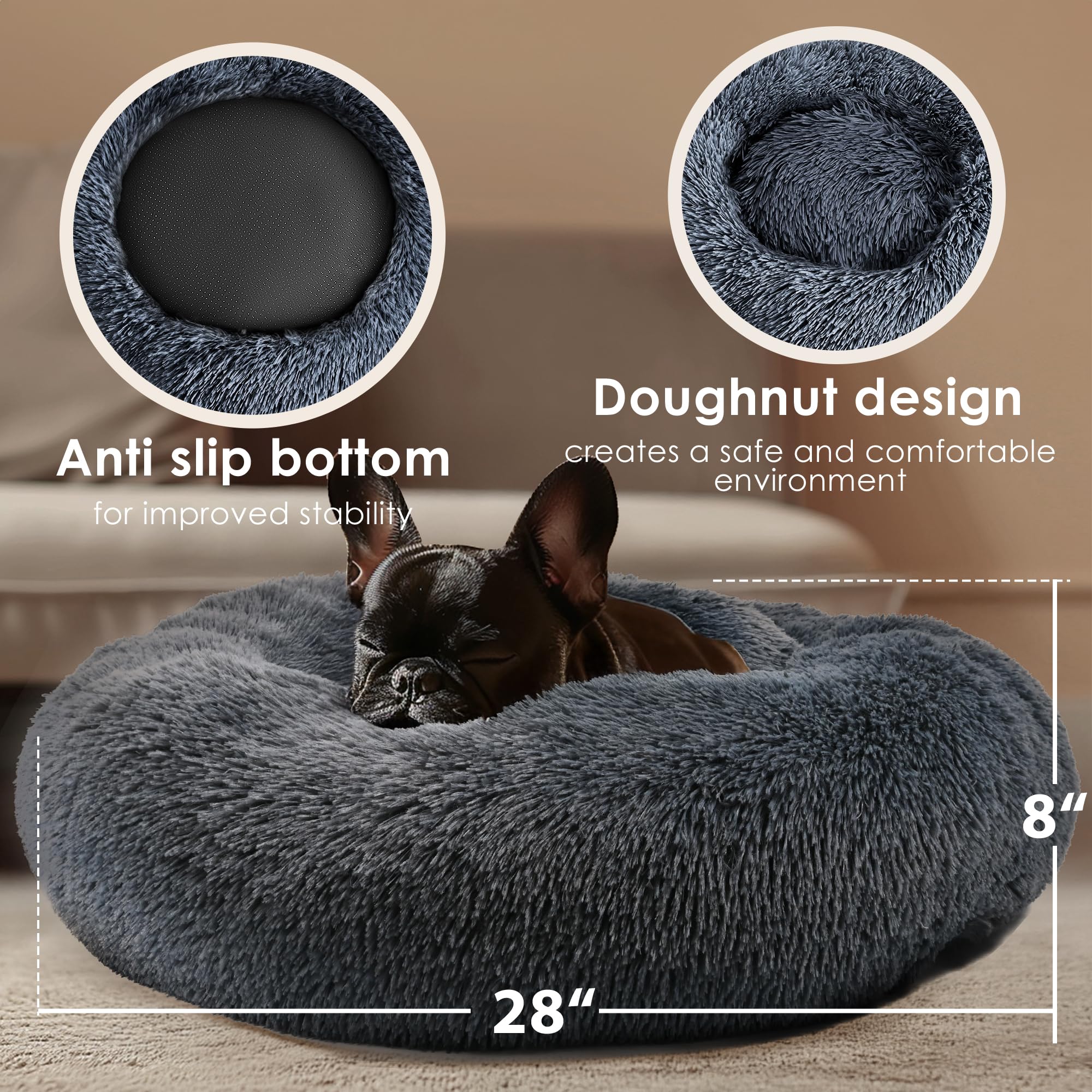 Cama para gatos y perros medianos en gris oscuro de Hoewina.