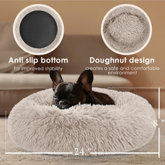 Hoewina cama donut, textura peluche para abrazar y calidez.