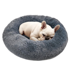Hoewina Cama donut para perros y gatos, soporte de cabeza para mayor confort.