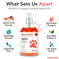Aceite de salmón Hofseth BioCare mejora el pelaje brillante y la piel suave.