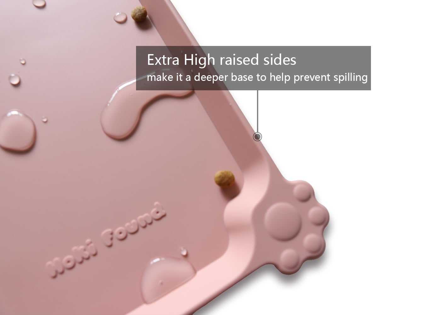 Bandeja de silicona rosa neutro de Hoki Found, impermeable y fácil de limpiar.