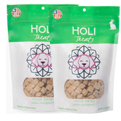 Holi: bolsa de trato de conejo deshidratado, ideal como snack simple y natural para perros.