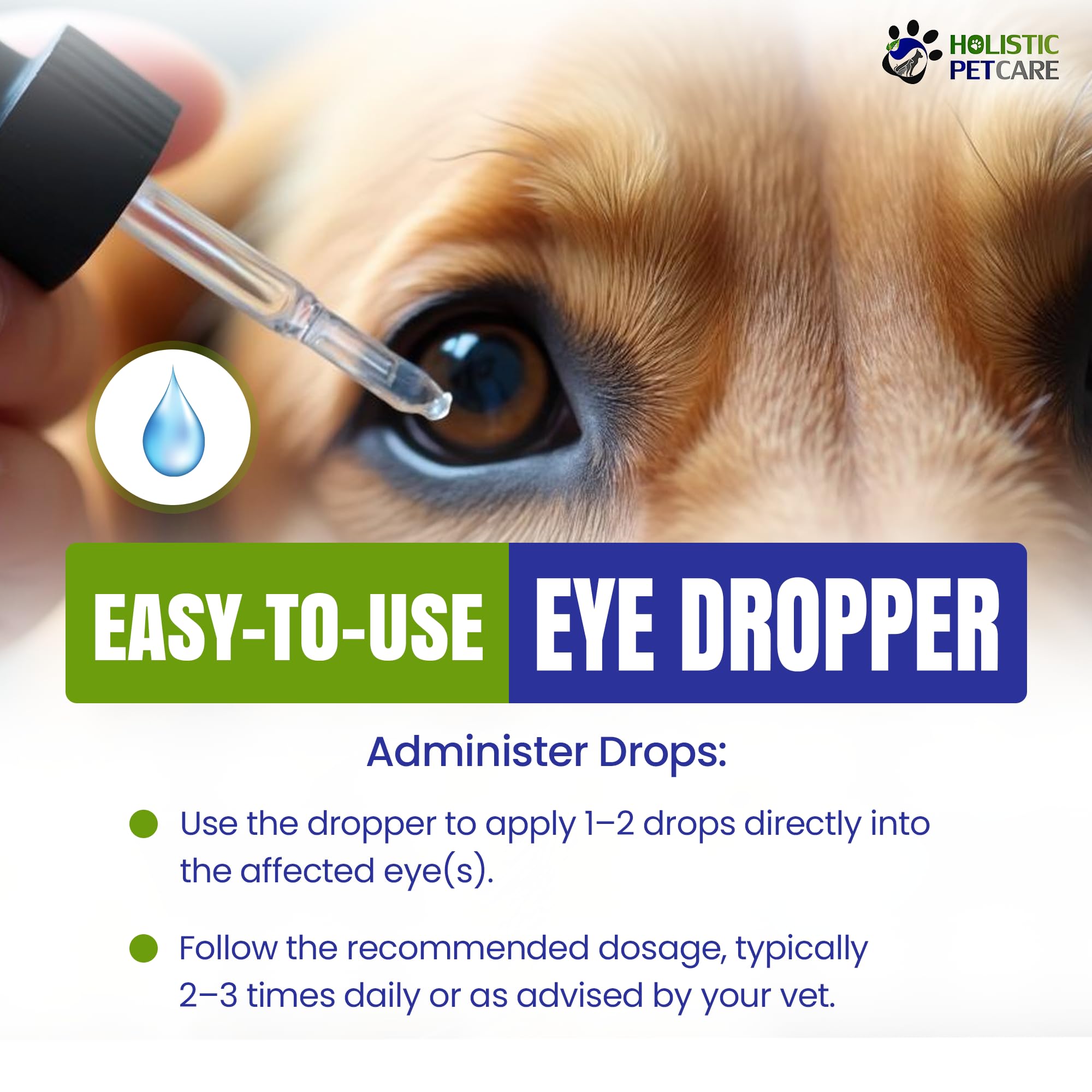 Holistic Pet Care, confort ocular, alivia irritaciones para mascotas.