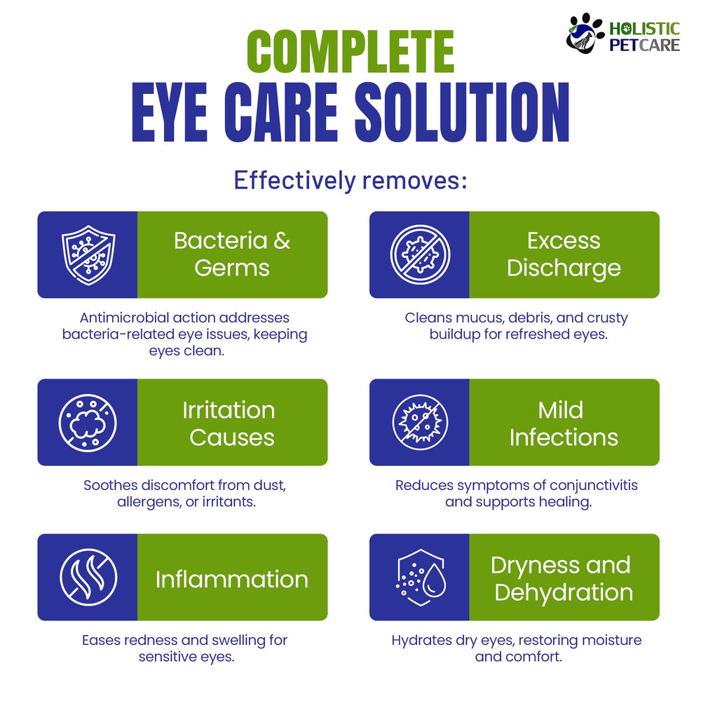 Holistic Pet Care, uso seguro para niños y mascotas, solución ocular suave.