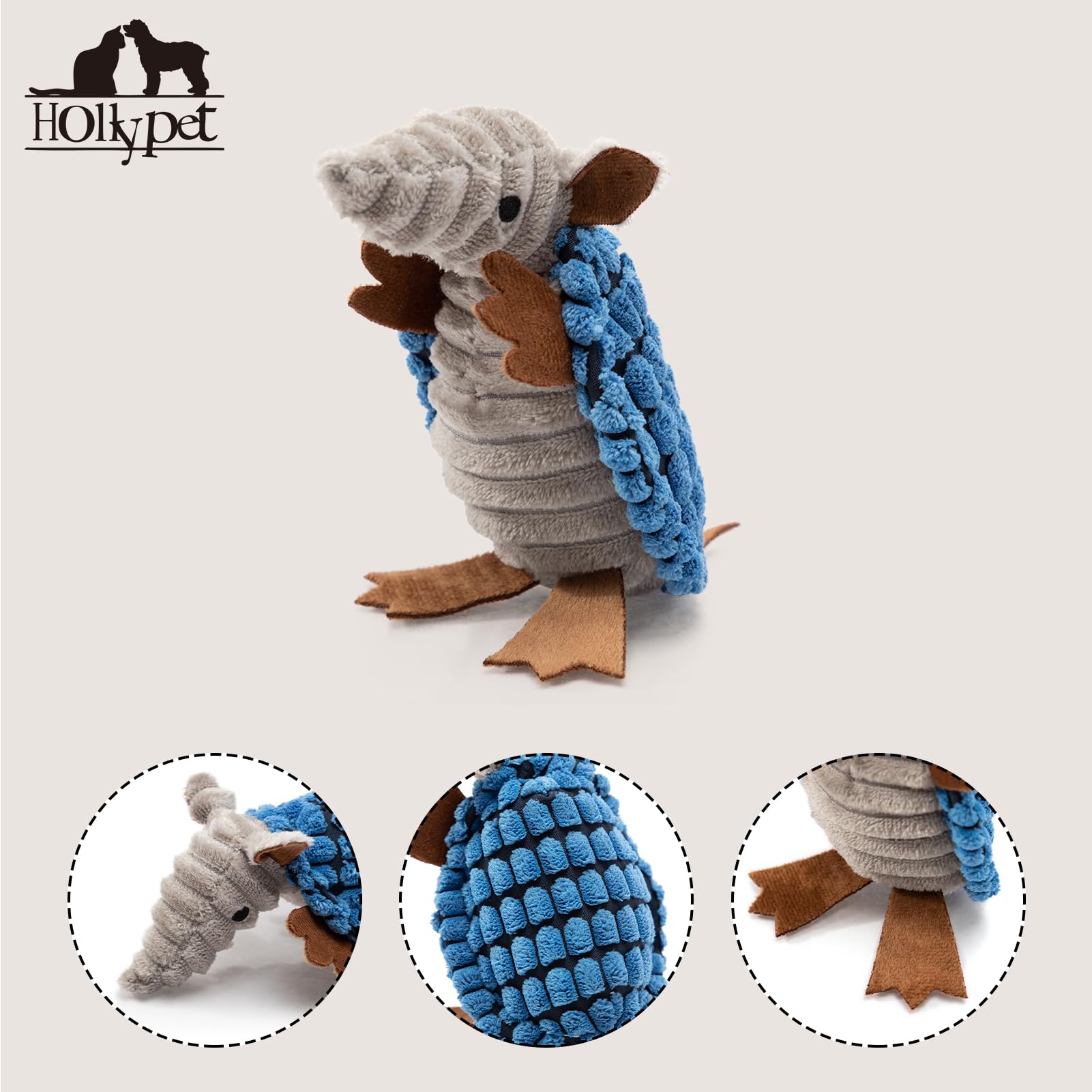 Juguete Hollypet armadillo con sonido divertido para entretenimiento del perro.