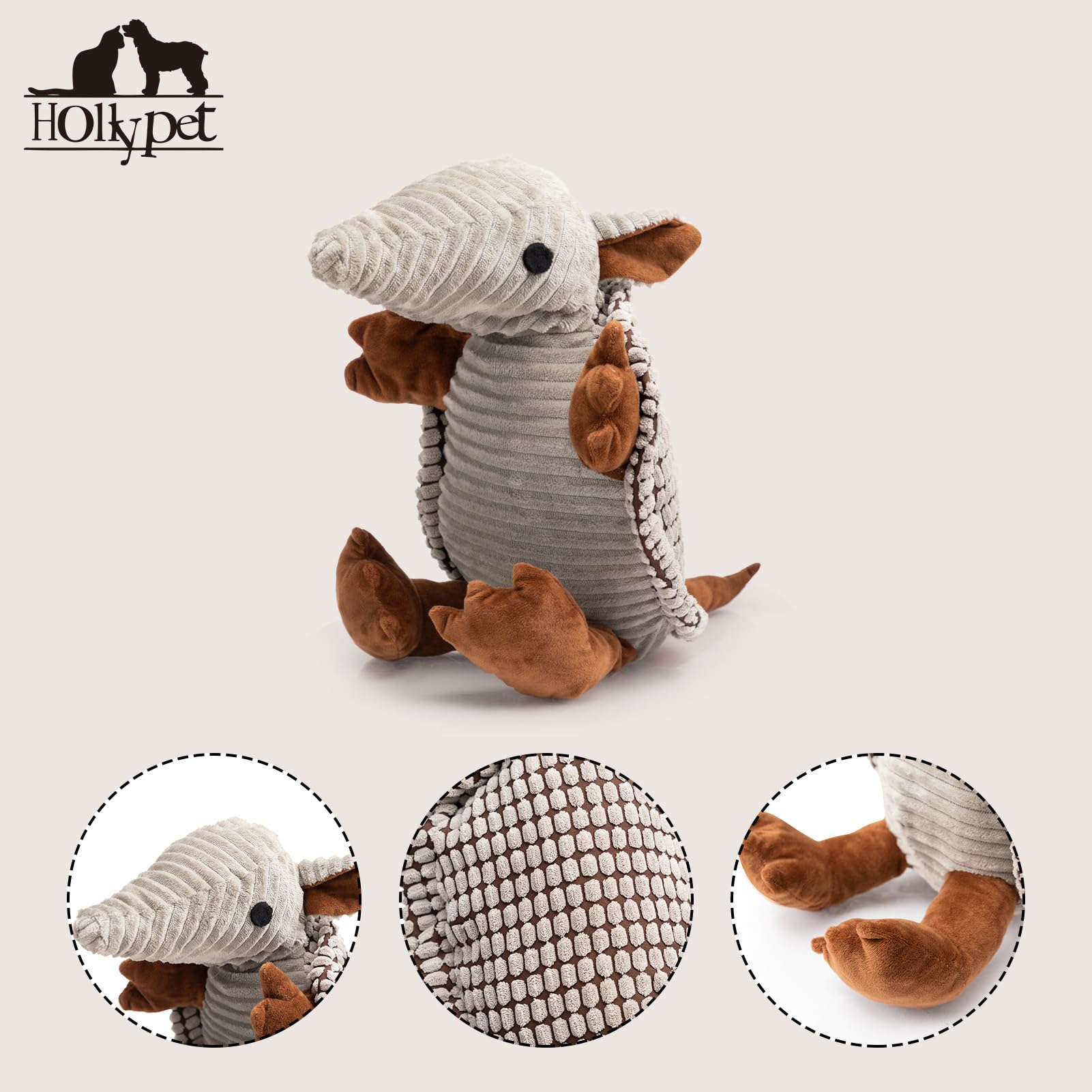 Peluche Armadillo Hollypet con materiales suaves y duraderos.