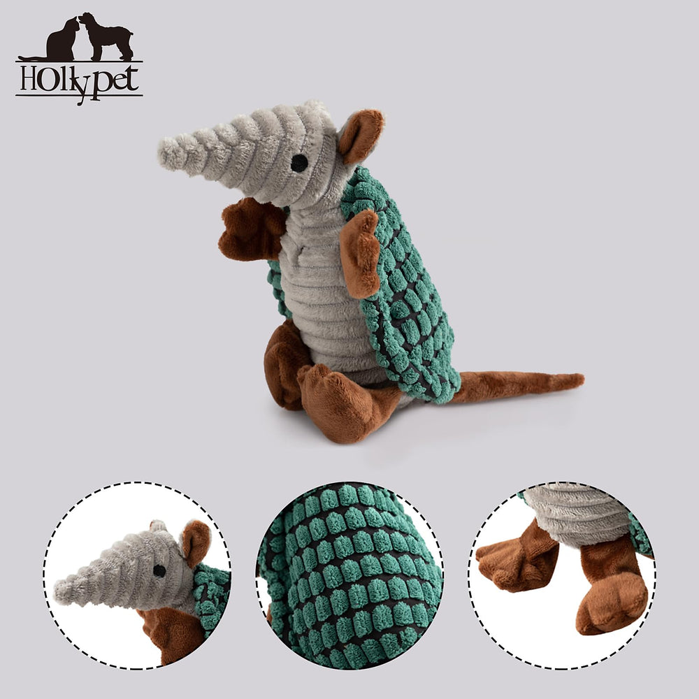 Textura suave del Armadillo Hollypet para masajear encías durante el juego.
