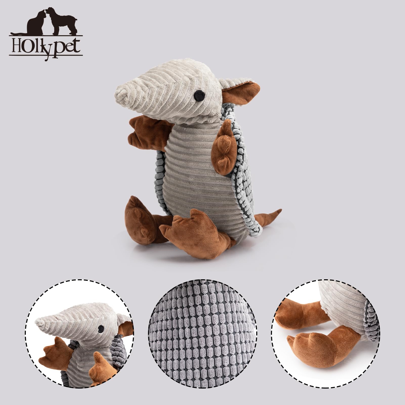 Textura masajeadora en encías del Armadillo Hollypet durante el juego.