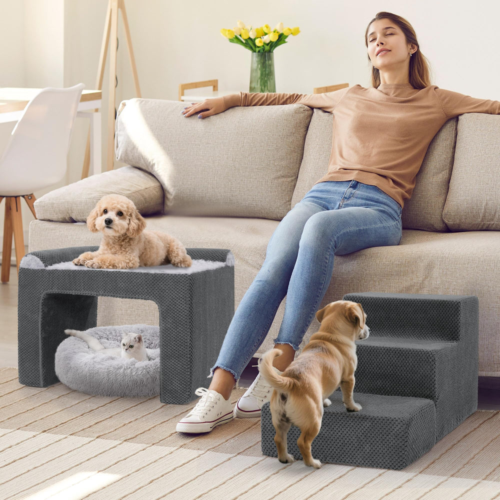 HOMBYS dos-en-uno para percha y cama: visualización o descanso independiente.