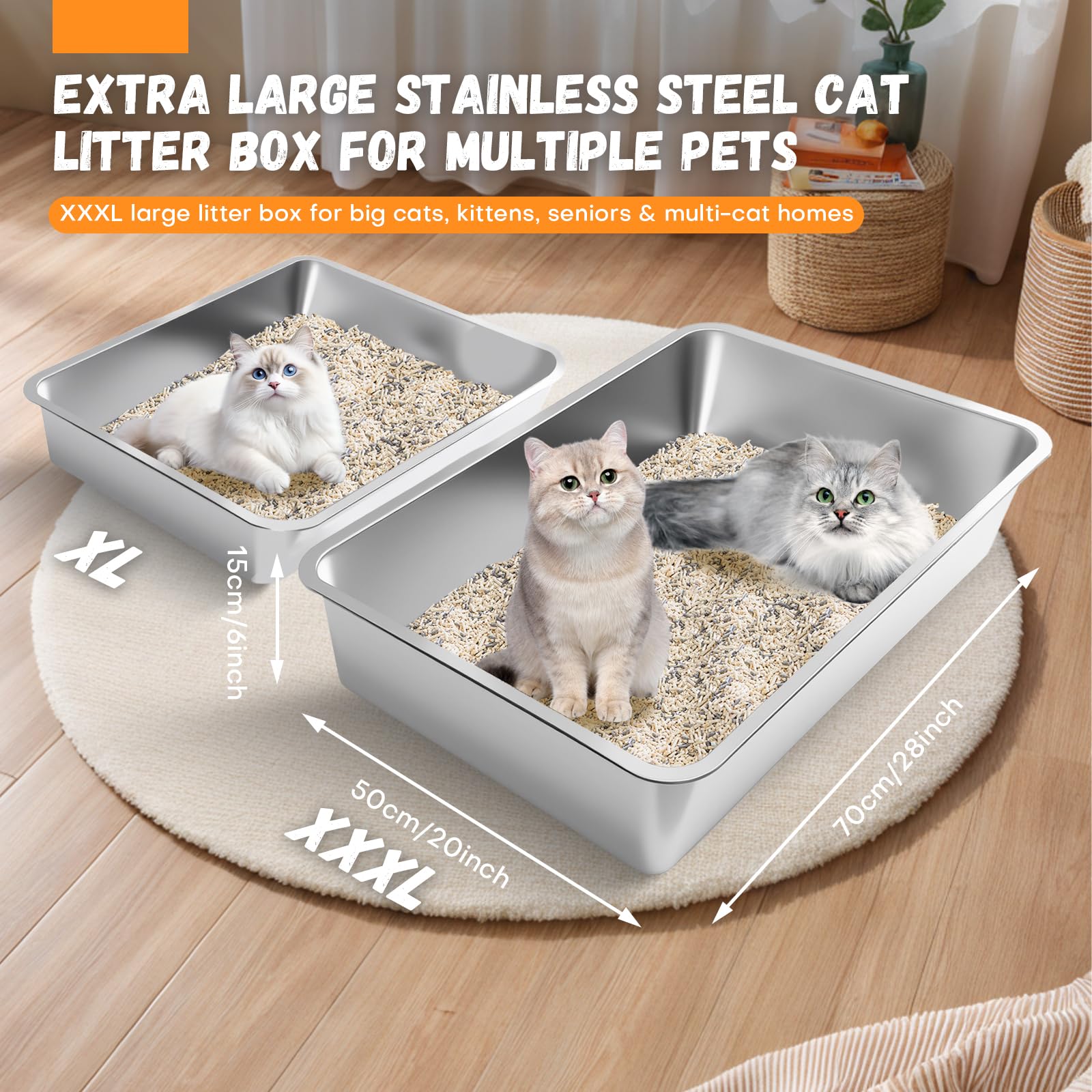 Homegroove caja de arena para gatos grandes con mucho espacio de movimiento.