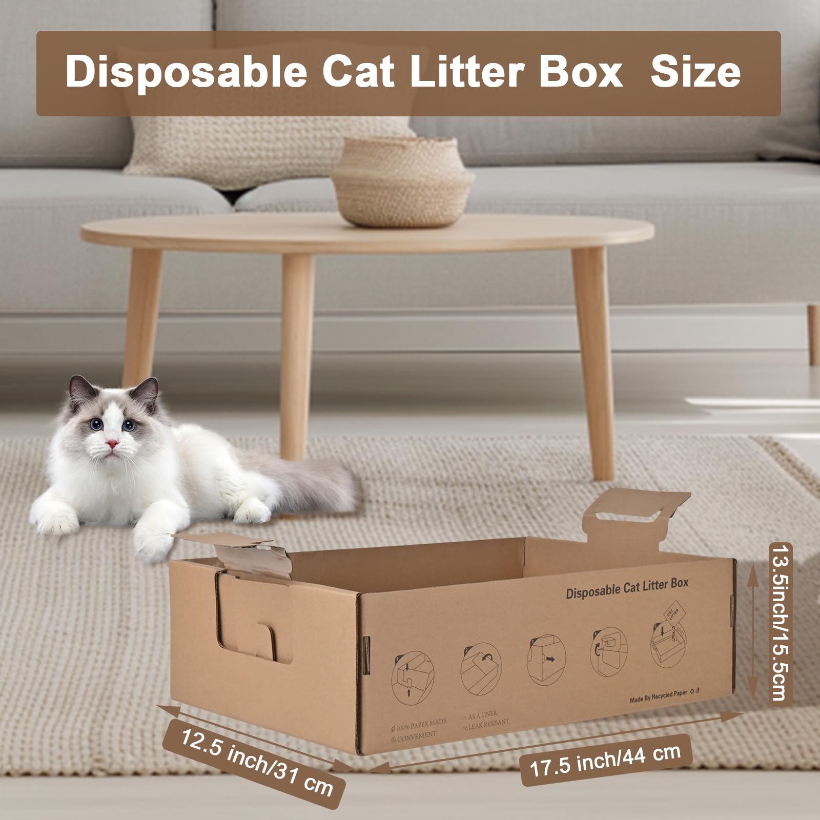 HomeGroove disposable cat litter box waterproof design prevents leaks
