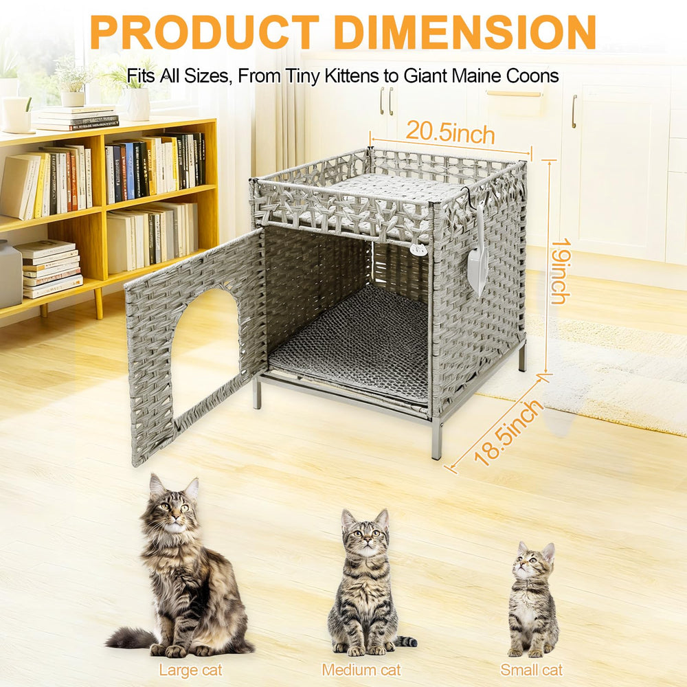 Entrada de la cueva de gato Homegroove con cierre en forma de cabeza, acceso cómodo.