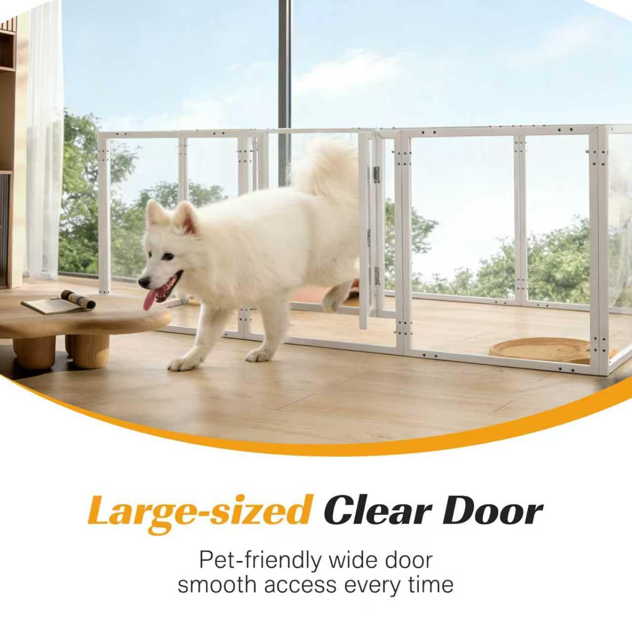Homelio paneles acrílicos claros para perros con visibilidad durante el juego.