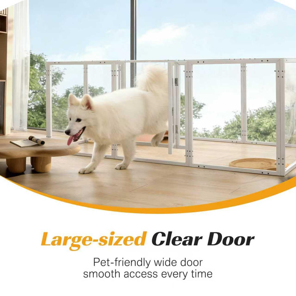 Homelio paneles acrílicos claros para perros con visibilidad durante el juego.