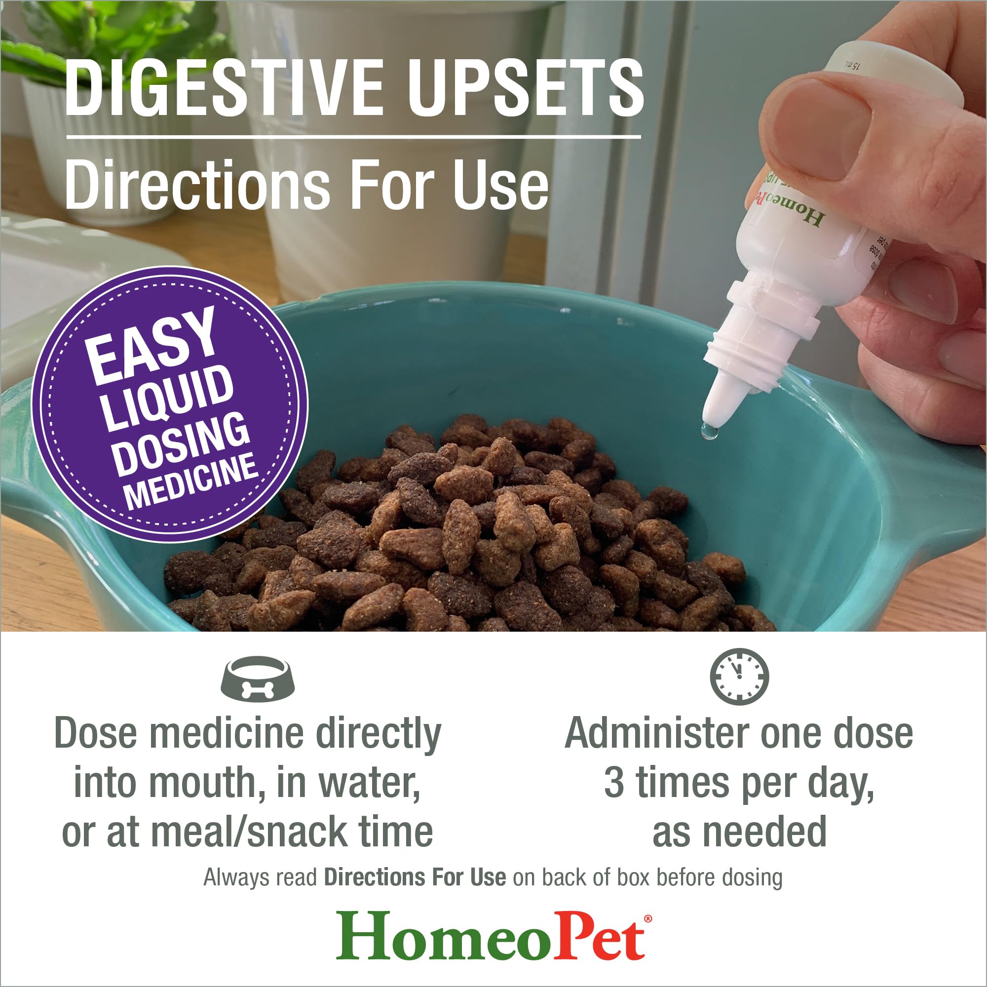 HomeoPet Digestive Upsets: dosis durante merienda para mayor comodidad.