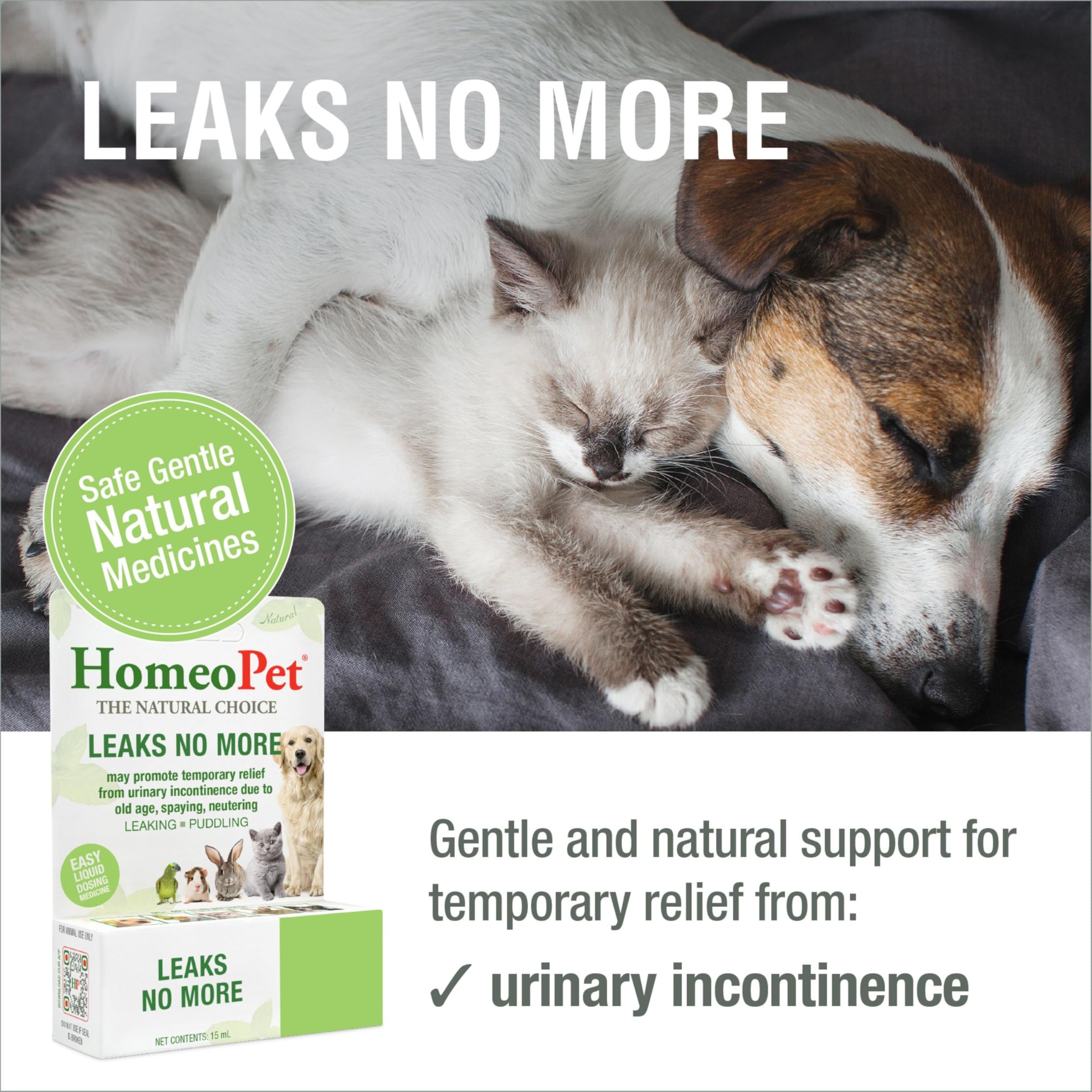 HomeoPet Leaks No More, aplicación directa en boca para dosis precisa