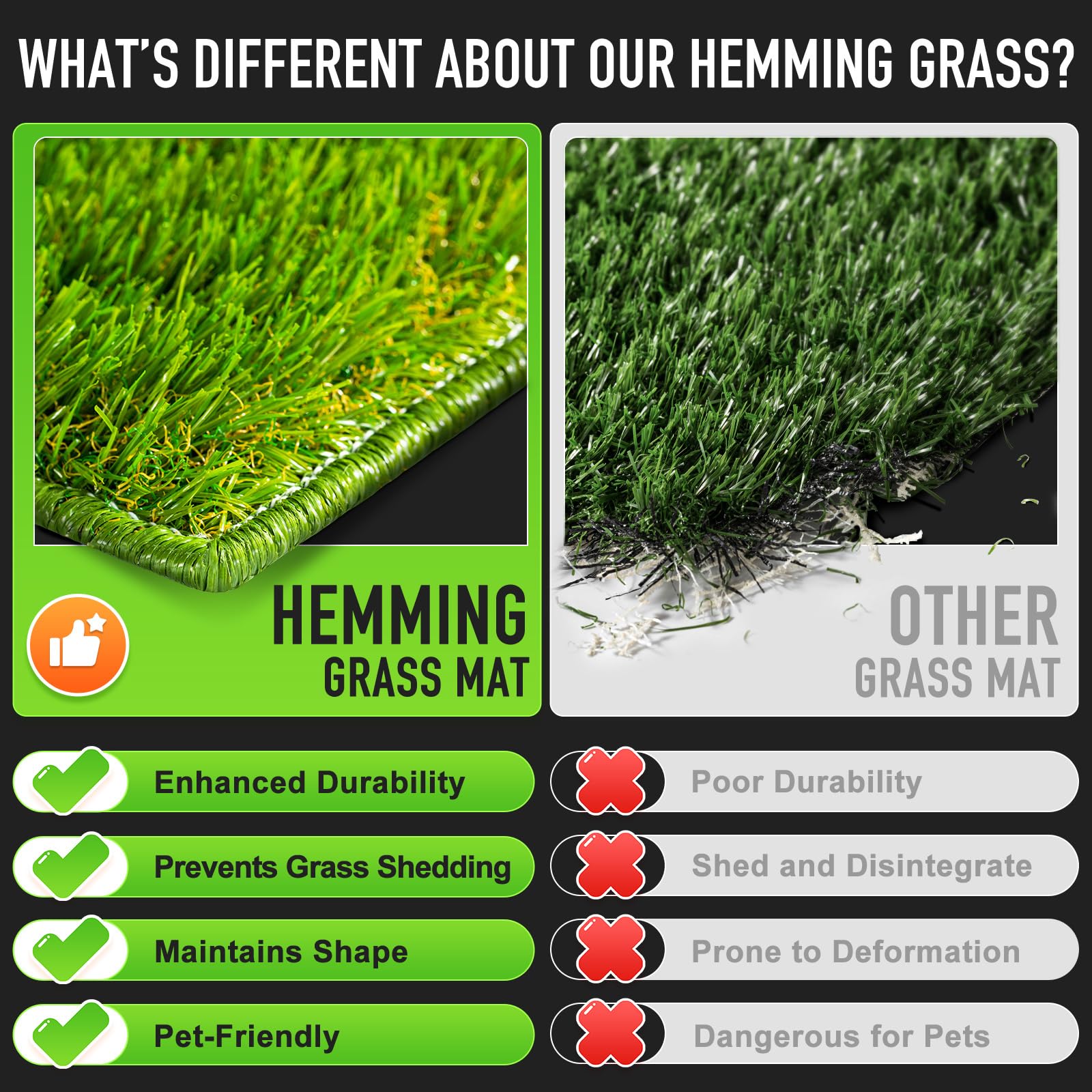 Hompet durable eco turf surface is soft and pet-friendly.