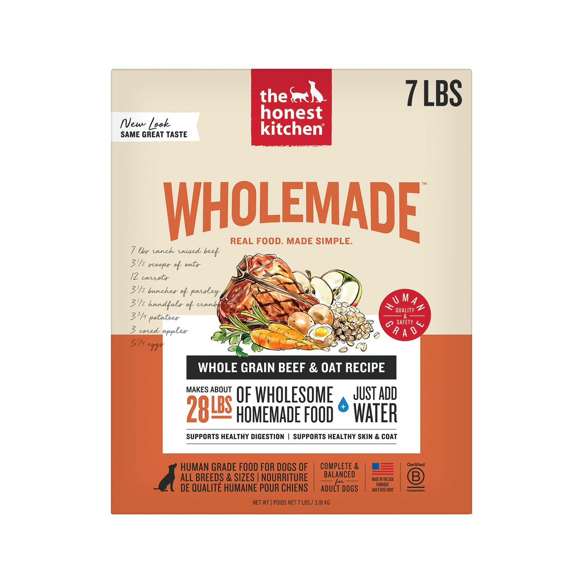 The Honest Kitchen WholeMade deshidratada res avena, lista para rehidratar y alimentar
