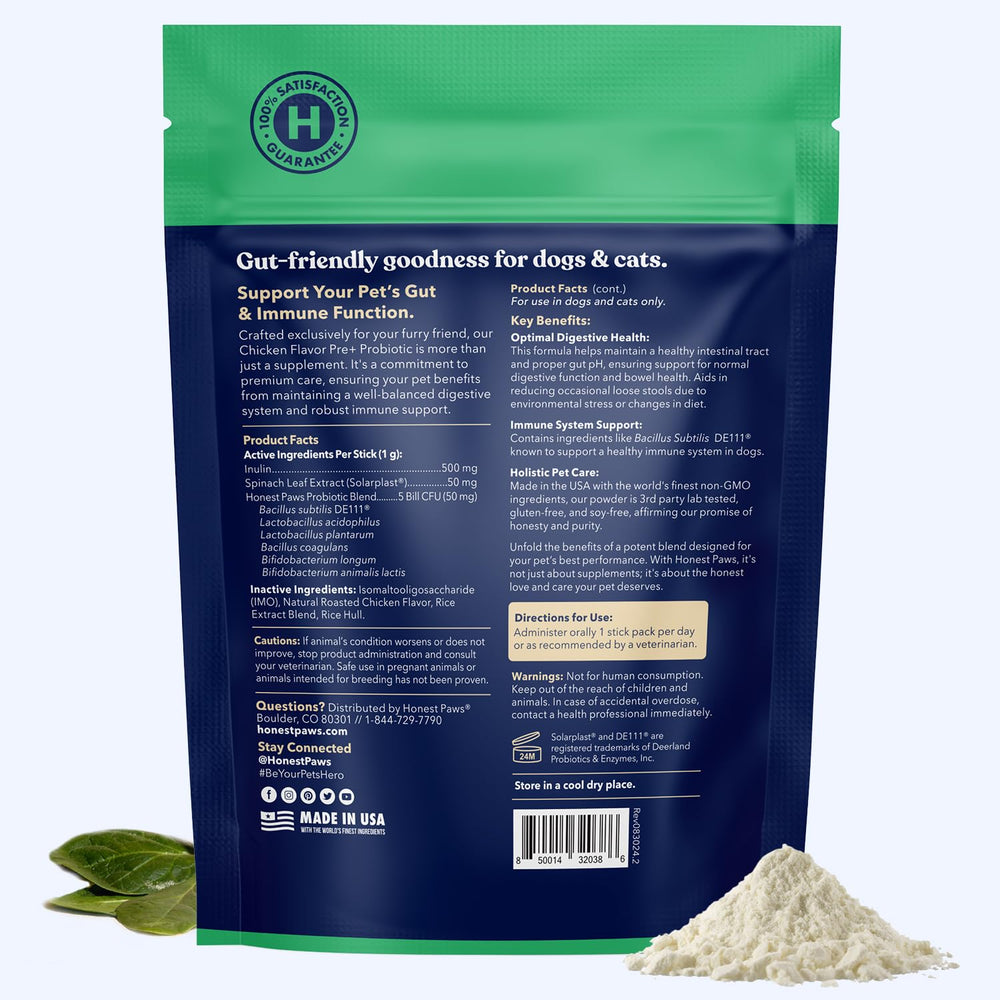 Honest Paws Probiotics sin aditivos artificiales y rellenos innecesarios.