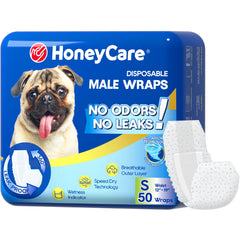 All-Absorb A26 Wrap de Honey Care para perro macho pequeño, protección cómoda.
