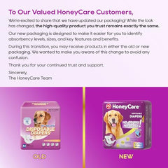 Pañales Honey Care con indicador de humedad visible para avisar el cambio.