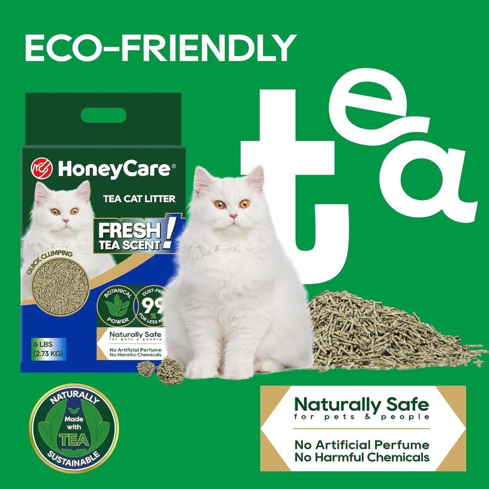 Reducción de huellas de patas con HoneyCare Té para Gatos de granulometría baja