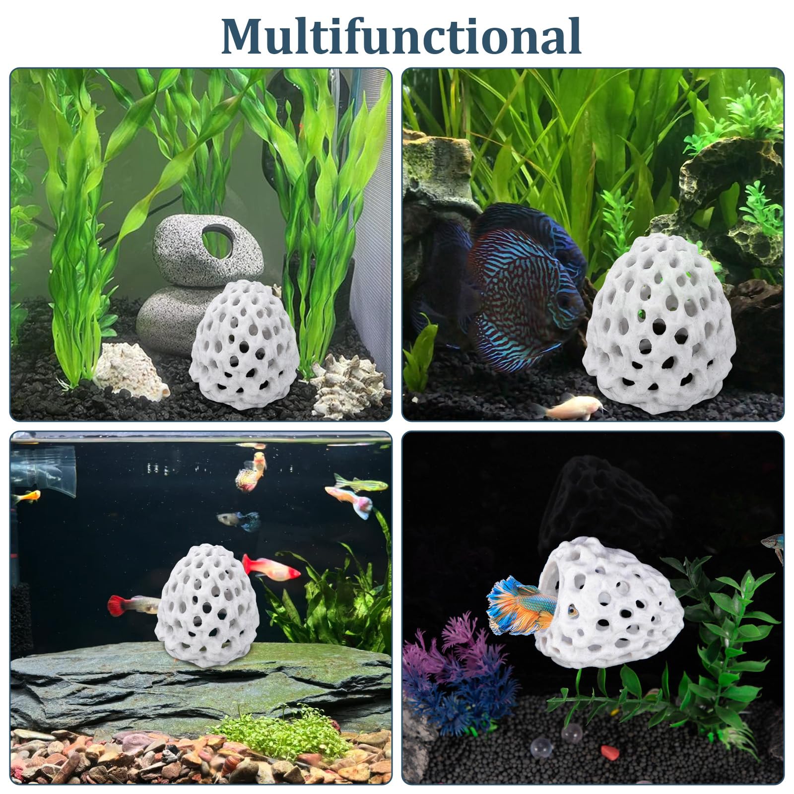 Refugio Hongliang para camarones, diseño coral que mejora la estética del acuario.