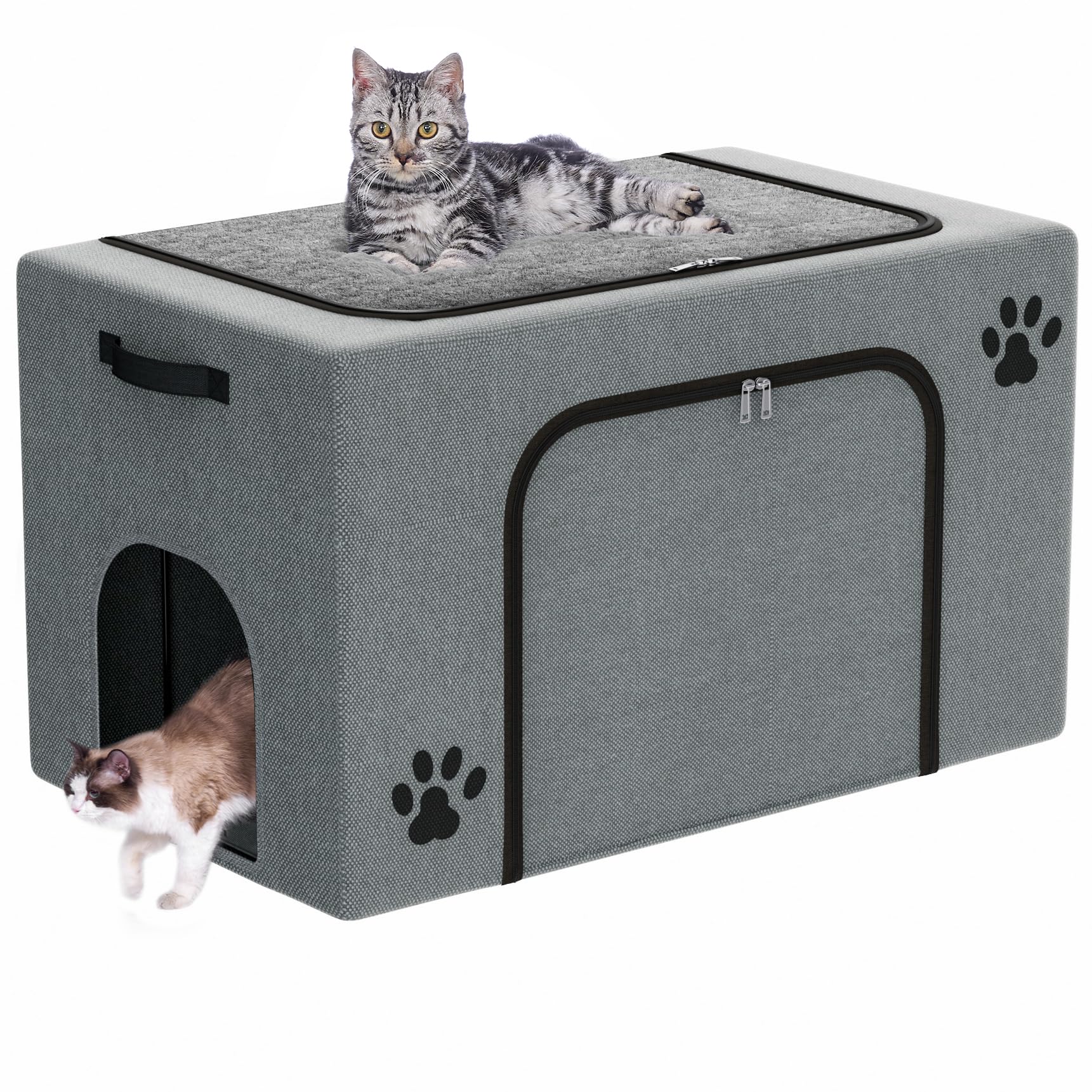 Honiakaka caja-arena con cama para gatos, espacio amplio para mascotas.