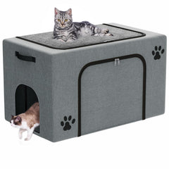 Honiakaka caja-arena con cama para gatos, espacio amplio para mascotas.