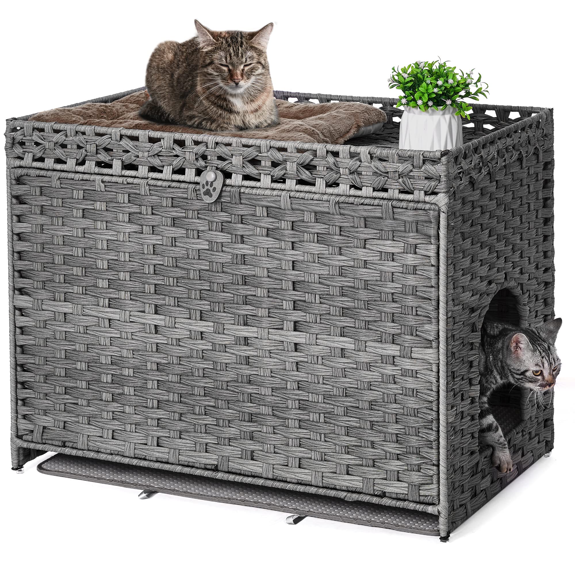 Honiakaka caja de arena con tapete suave facilita la limpieza diaria