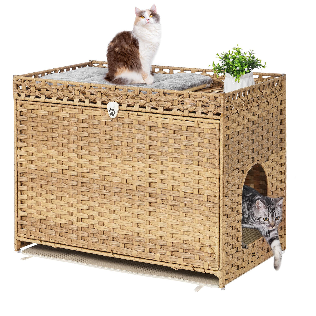 Honiakaka caja-lavado-gato con almohadilla suave, comodidad y limpieza fácil.