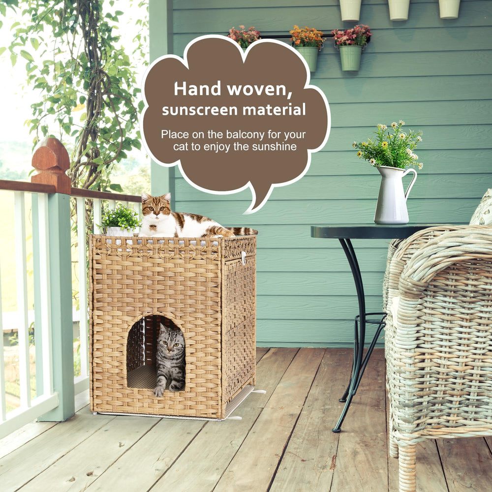 Honiakaka mueble-lavado-gato con puerta oculta ofrece privacidad y orden.