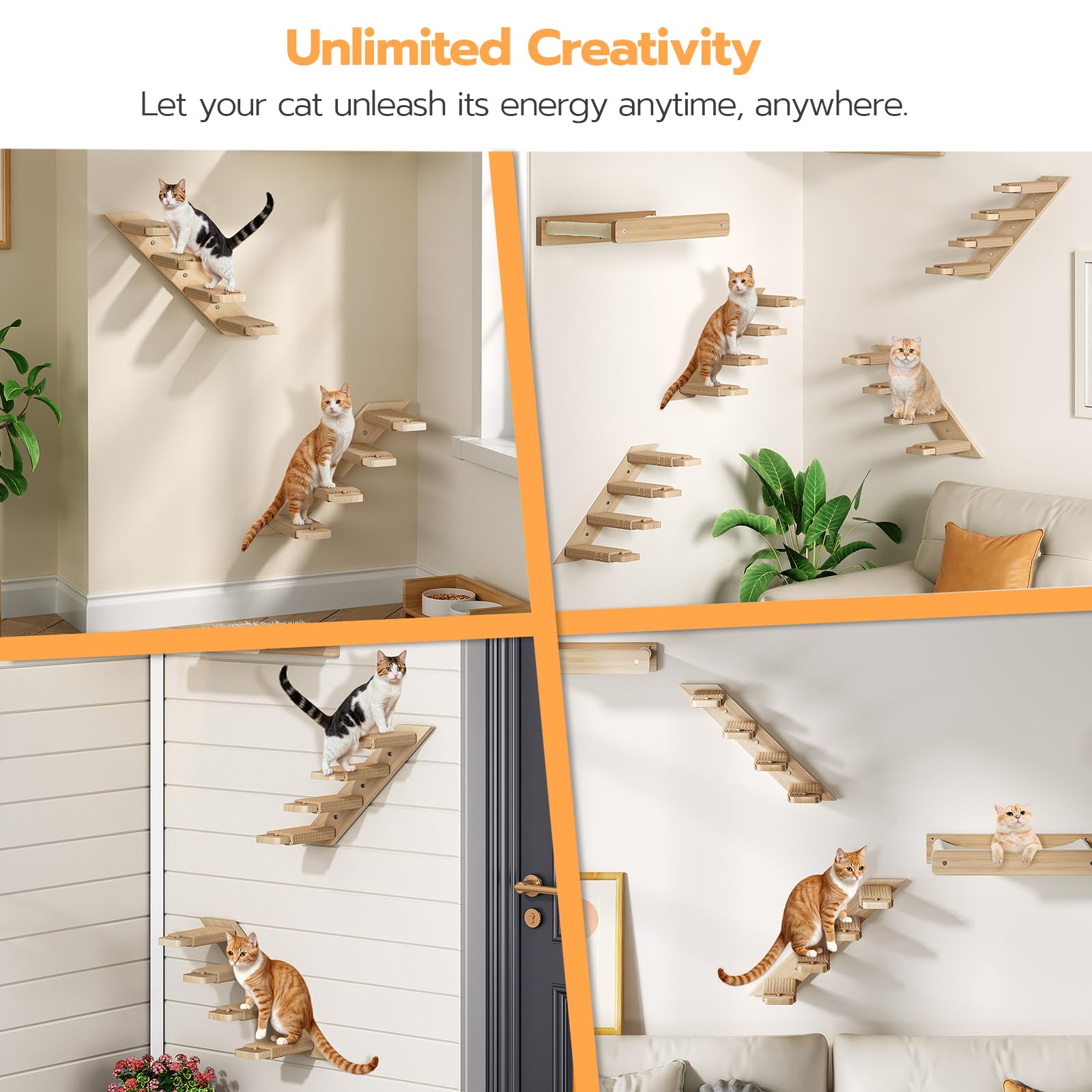 HOOBRO estanterias murales para gato, juego de dos con pasos de yute