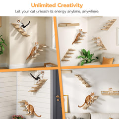 HOOBRO estanterias murales para gato, juego de dos con pasos de yute