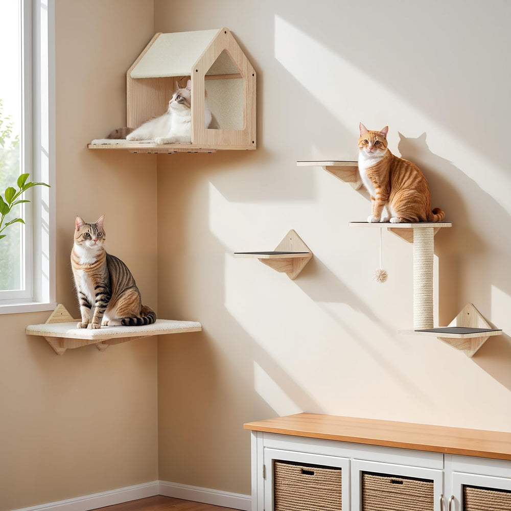 HOOBRO estantes de madera natural para gato, estructura estable y duradera