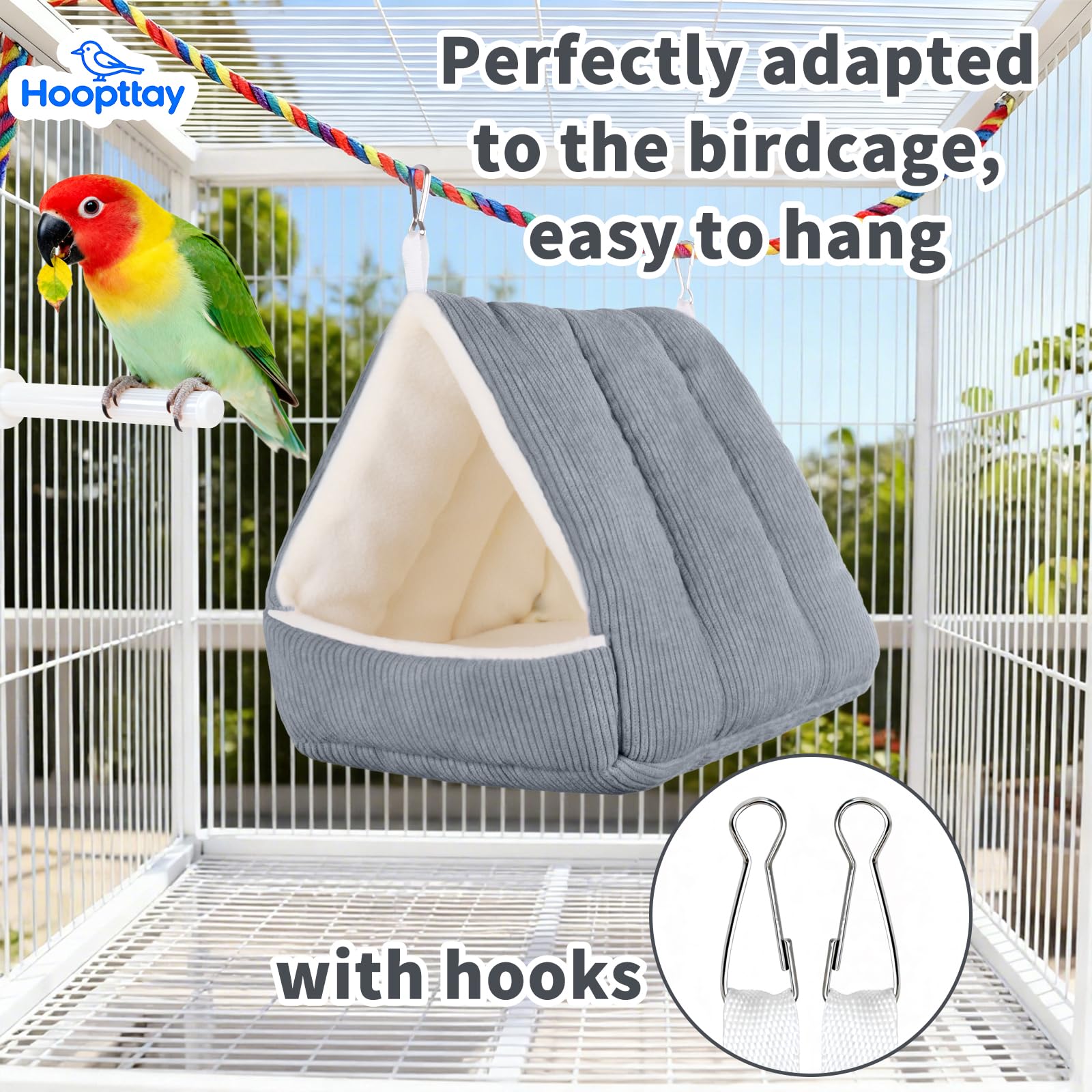 Hoopttay casa-pajaro tienda habitación, refugio compacto para aves pequeñas.