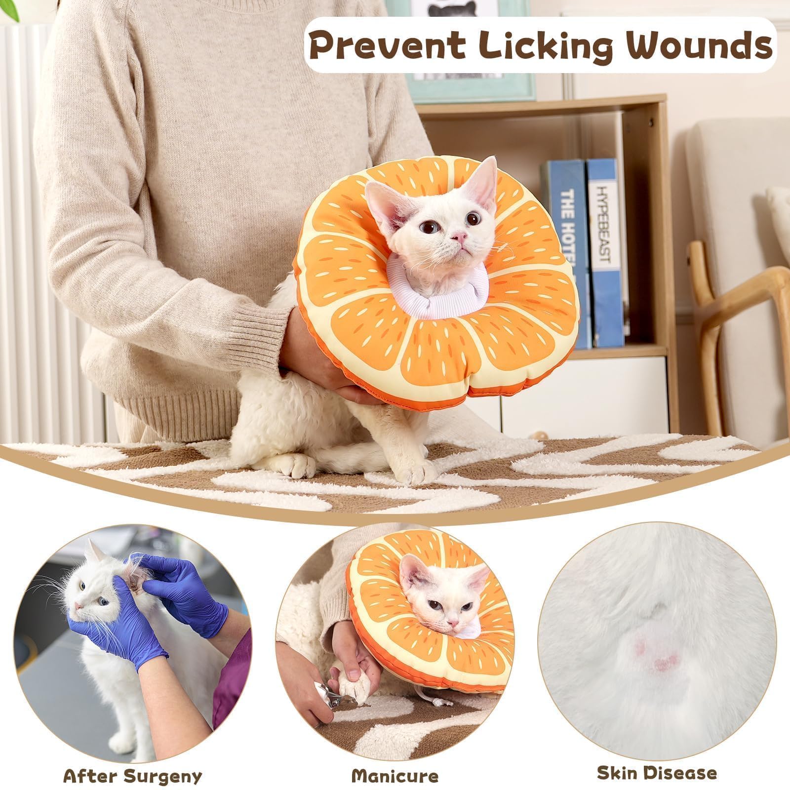 Hoopttay cono gato protege durante baño y cuidado de uñas.