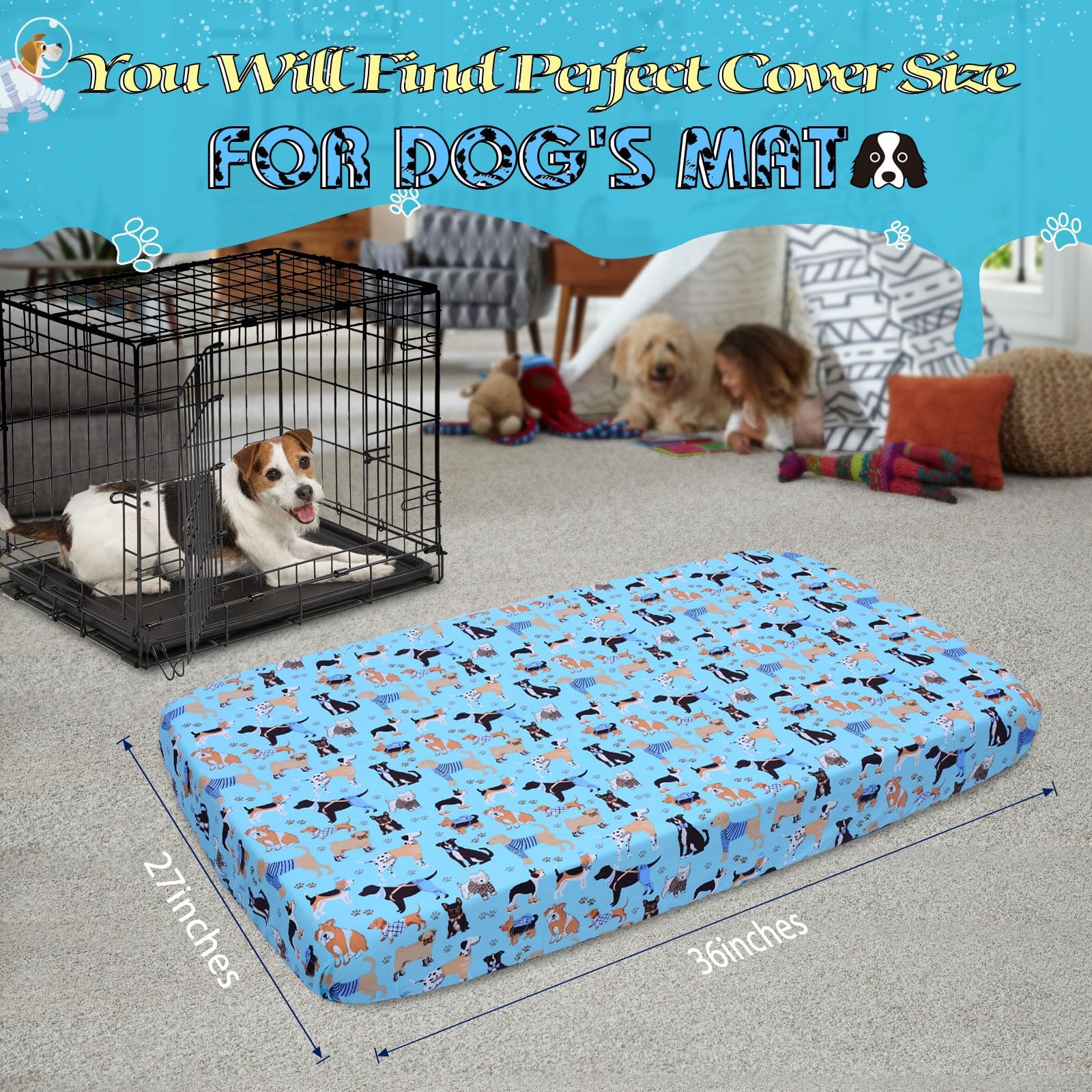 Hoopttay diseño patitas azul, funda cama perro cómoda.