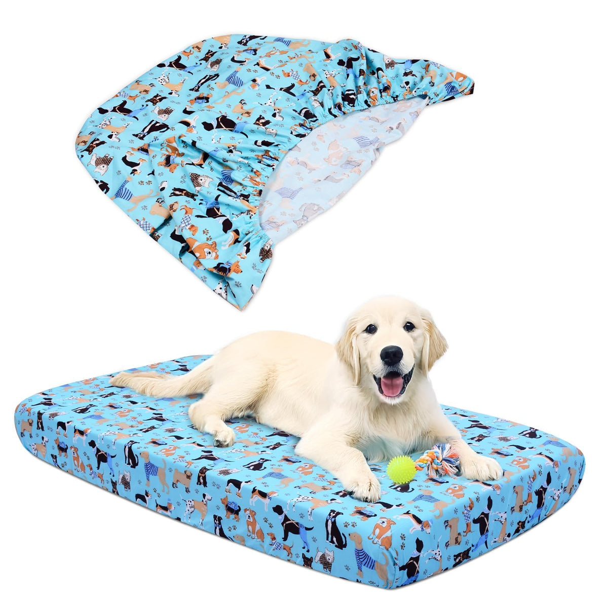 Hoopttay funda cama perro azul 36x27x6, fácil limpieza diaria.