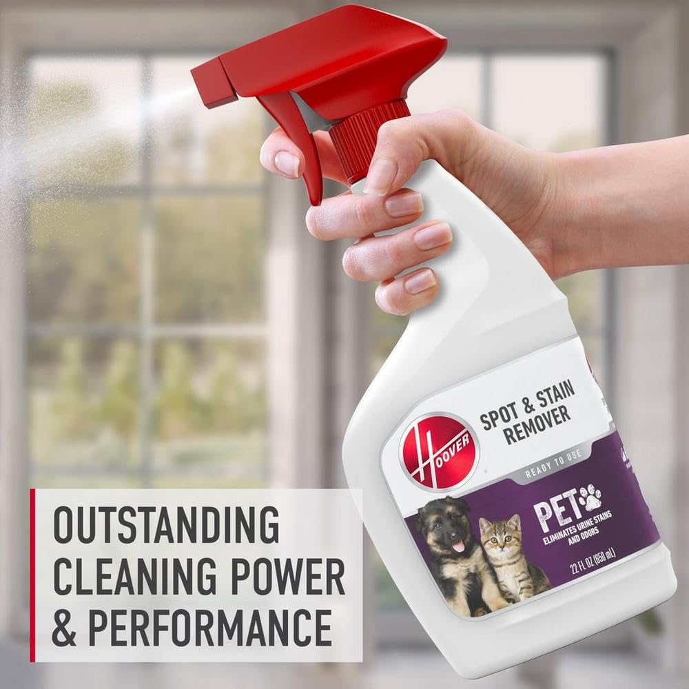 Hoover Pet Pre-Treat usado en interiores de coche para manchas de mascotas.