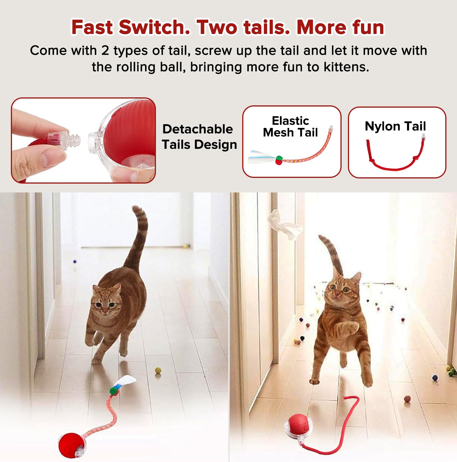 Hopezone cola intercambiable de malla elástica para gatos ágiles y curiosos.