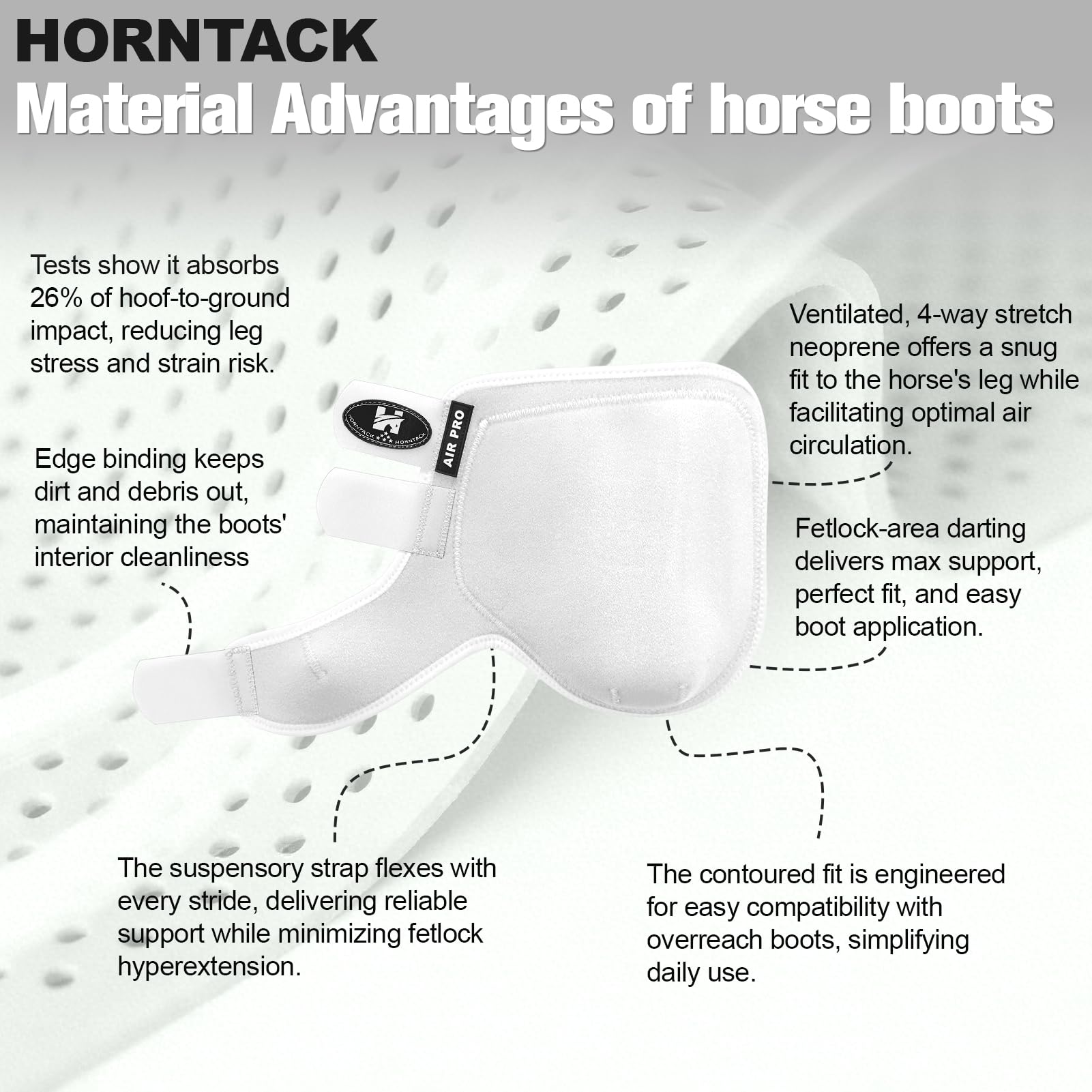 Horntack botas espinilleros caballo blanco amortiguación absorción de impactos cómodo uso