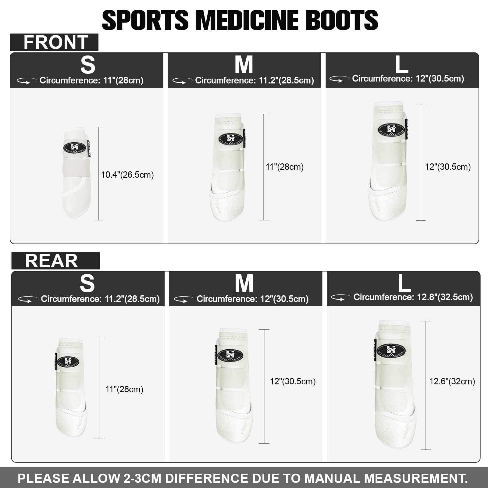 Horntack botas espinilleros caballo blanco lateral ajuste seguro con tres correas
