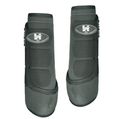 Horntack botas espinilleros para caballo, vista frontal, protección de tendones durante entrenamiento.