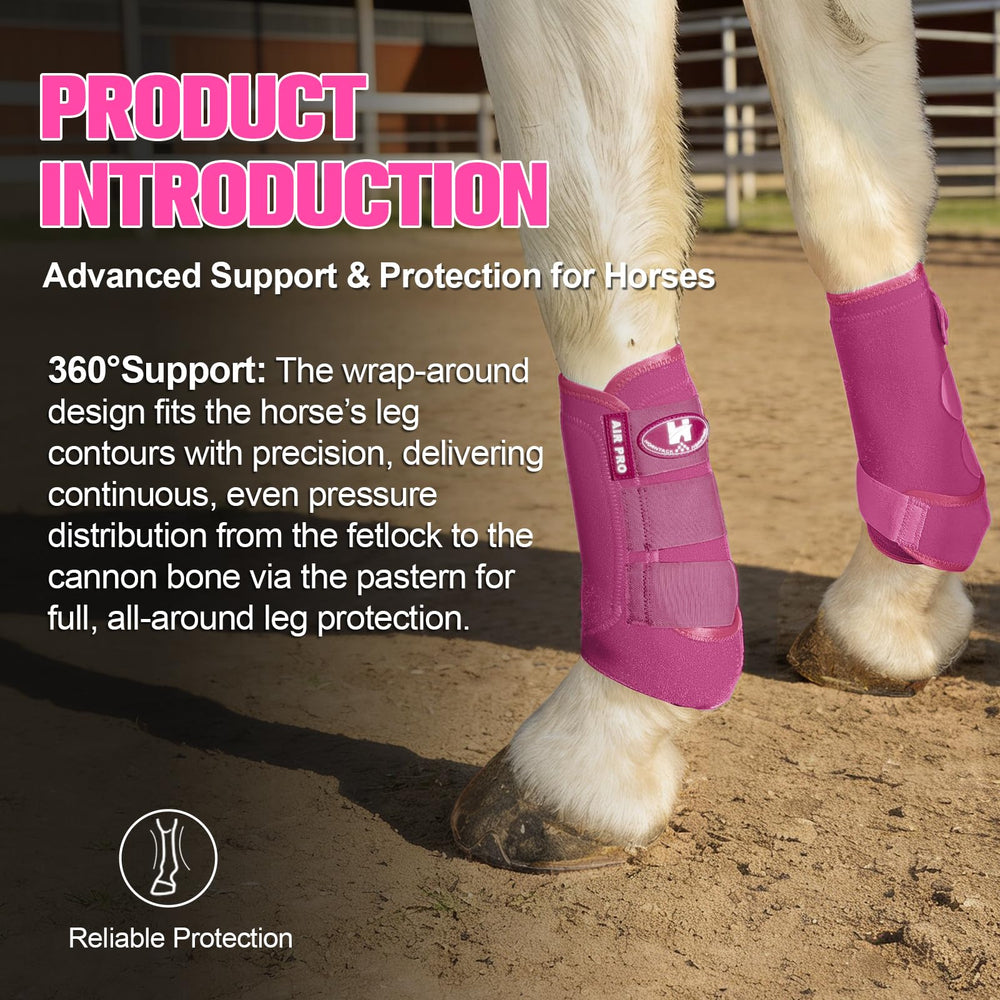 Horntack diseño contorneado protege tendones del caballo durante movimientos intensos.