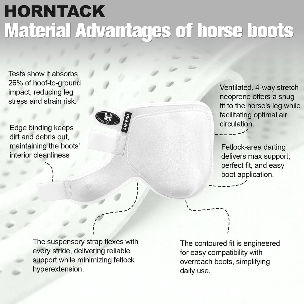 Marcajes en relieve Horntack indican frontal y derecha para colocación precisa.